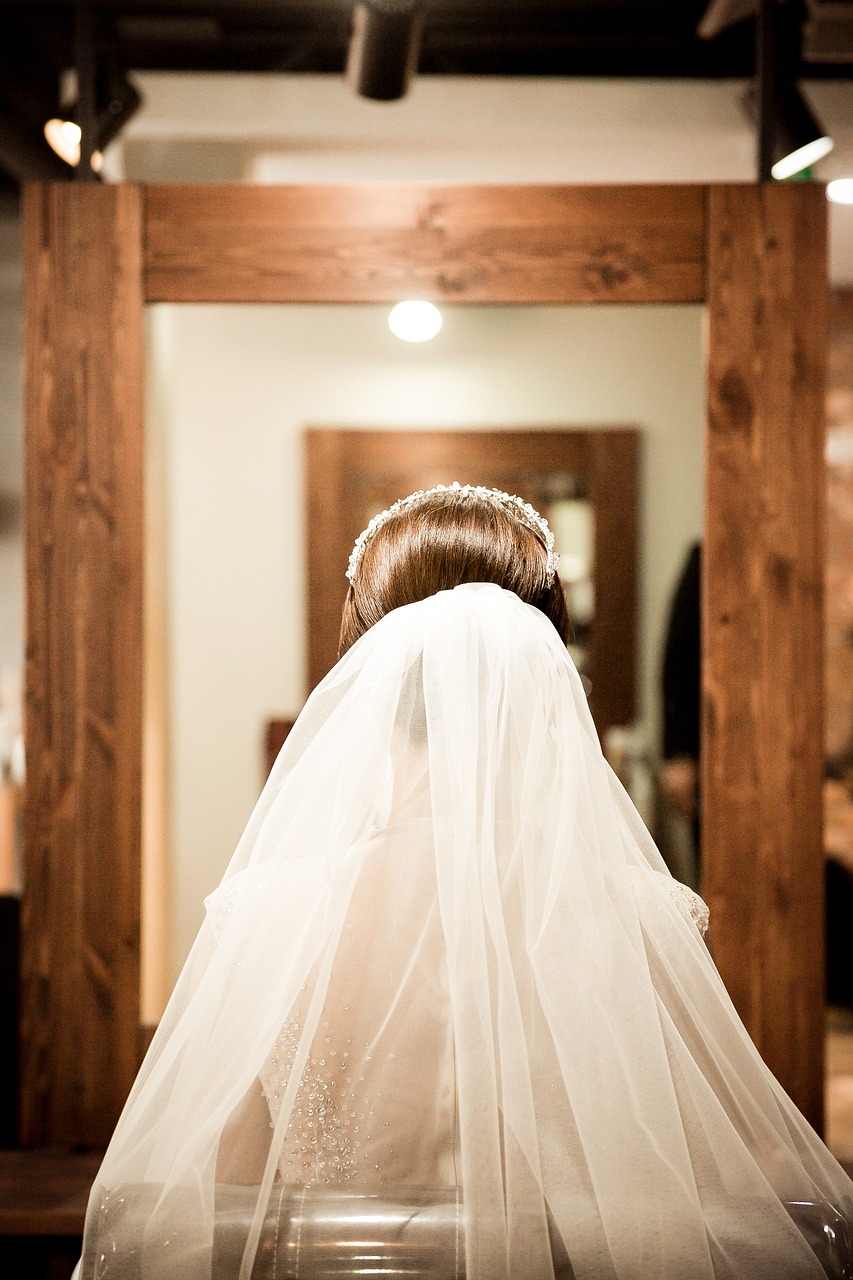 bride and veil wedding